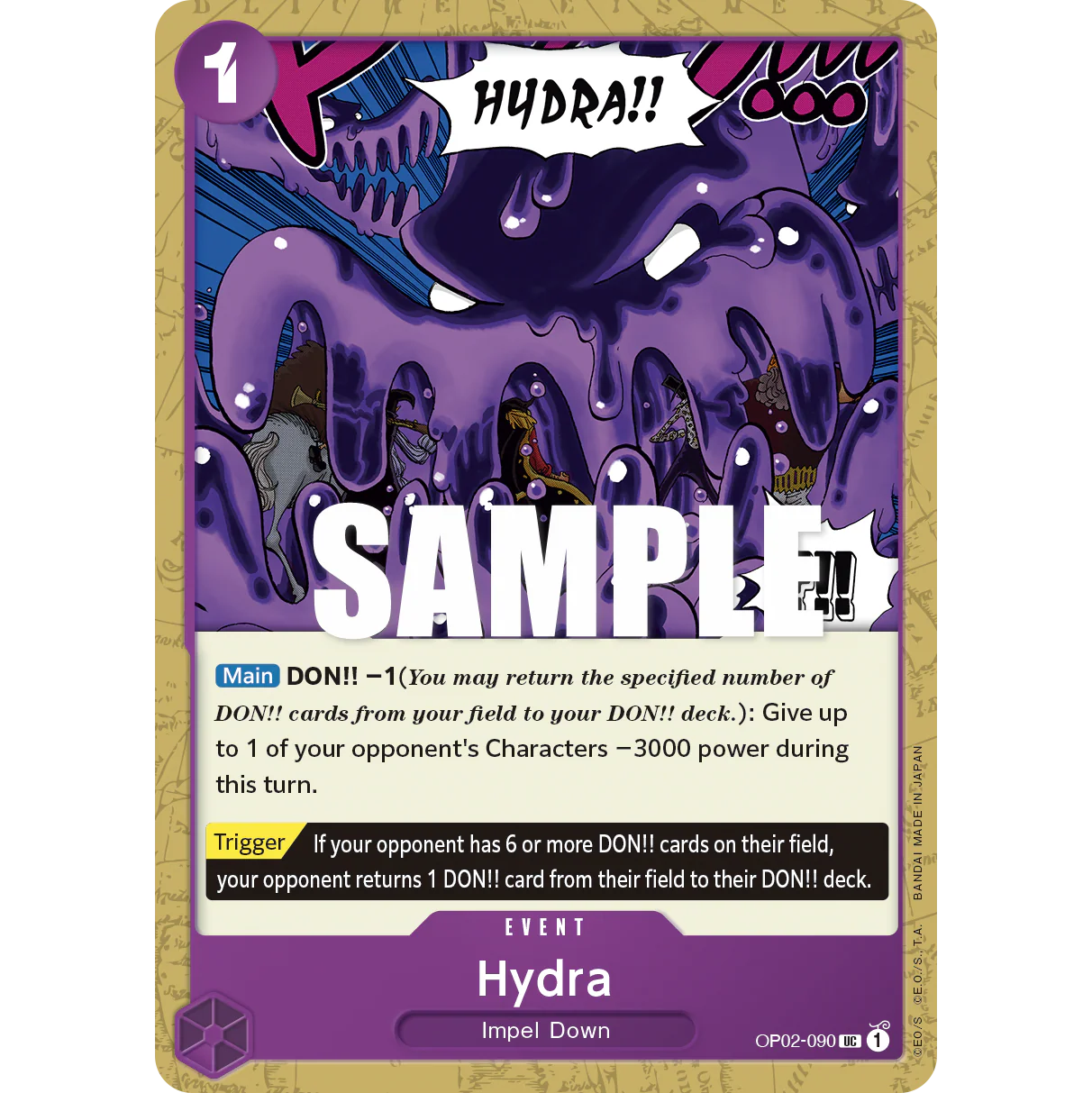 ONE PIECE CARD GAME OP02-090 UC HYDRA "PARAMOUNT WAR INGLÉS"