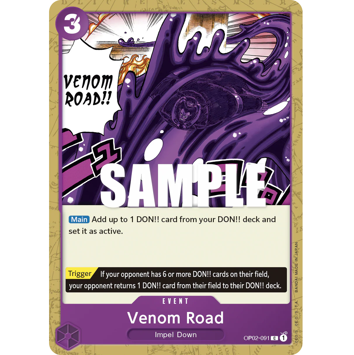 ONE PIECE CARD GAME OP02-091 C VENOM ROAD "PARAMOUNT WAR INGLÉS"