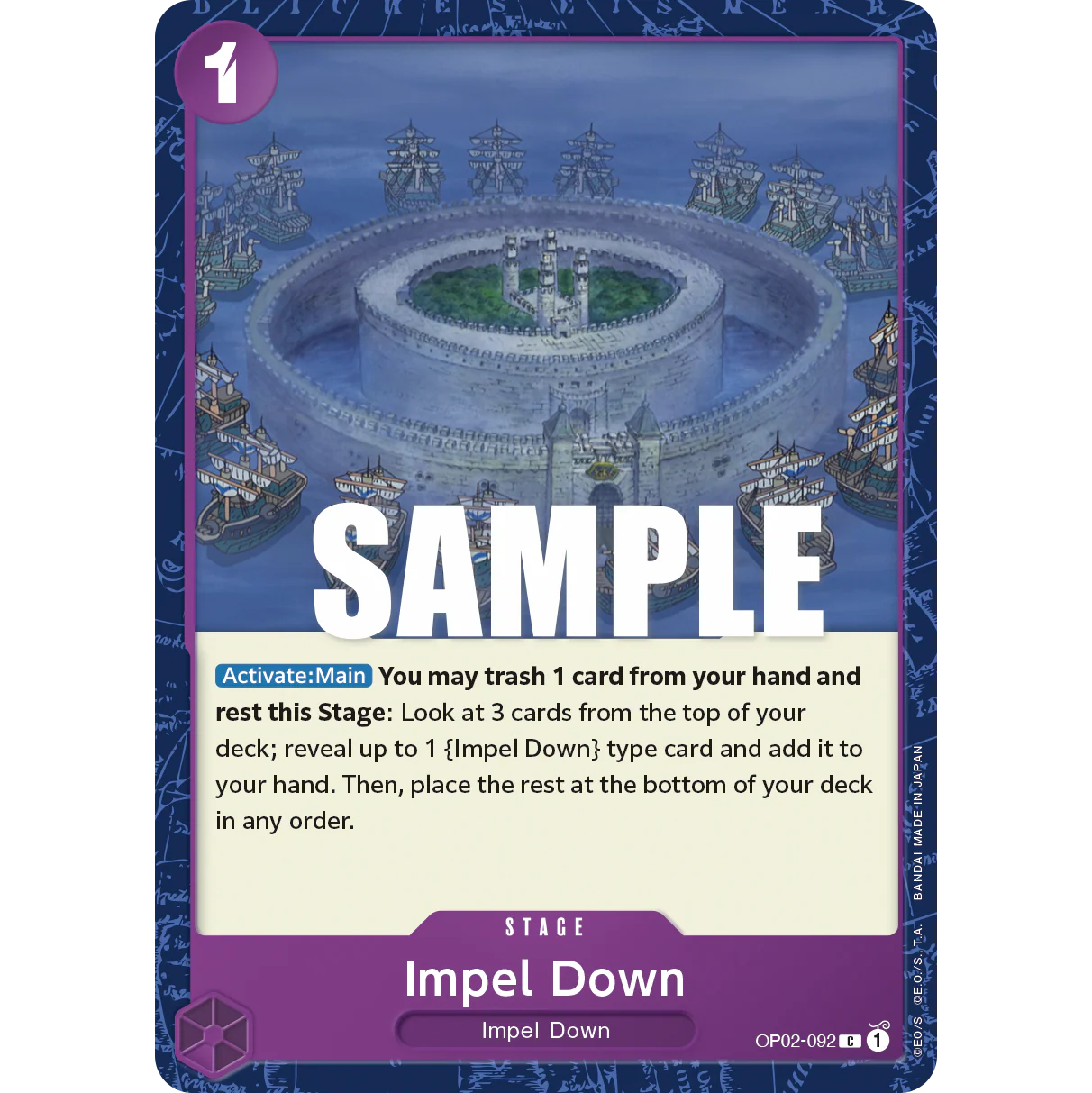 ONE PIECE CARD GAME OP02-092 C IMPEL DOWN "PARAMOUNT WAR INGLÉS"