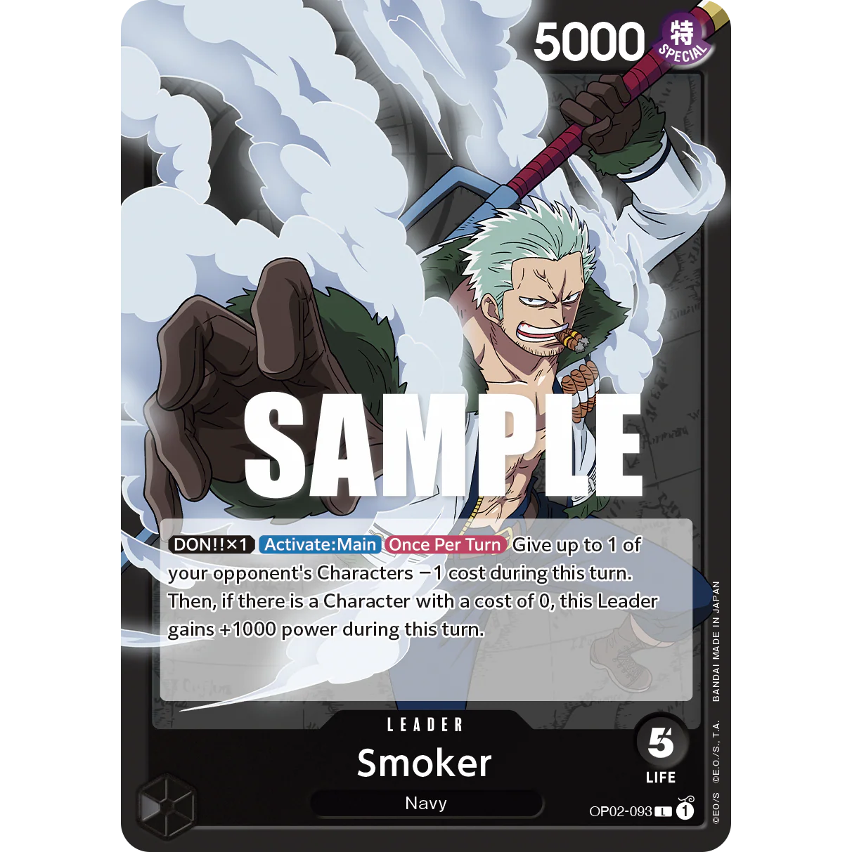 ONE PIECE CARD GAME OP02-093 L SMOKER (V.1) "PARAMOUNT WAR INGLÉS"