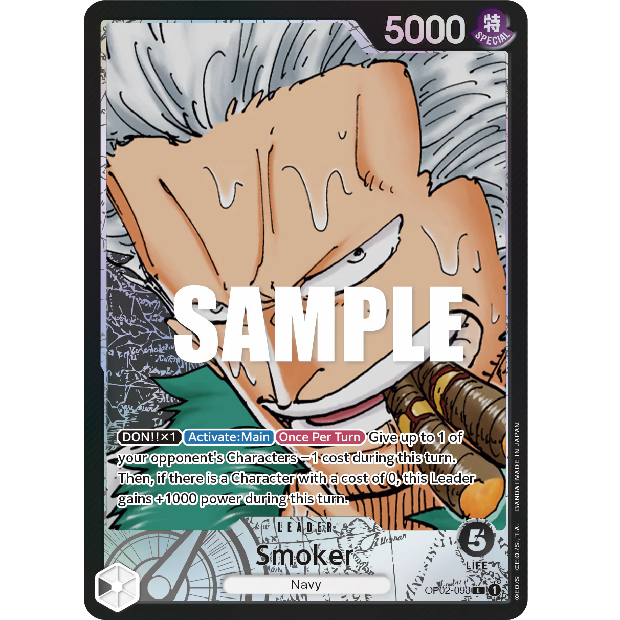 ONE PIECE CARD GAME OP02-093 L SMOKER (V.2) "PARAMOUNT WAR INGLÉS"