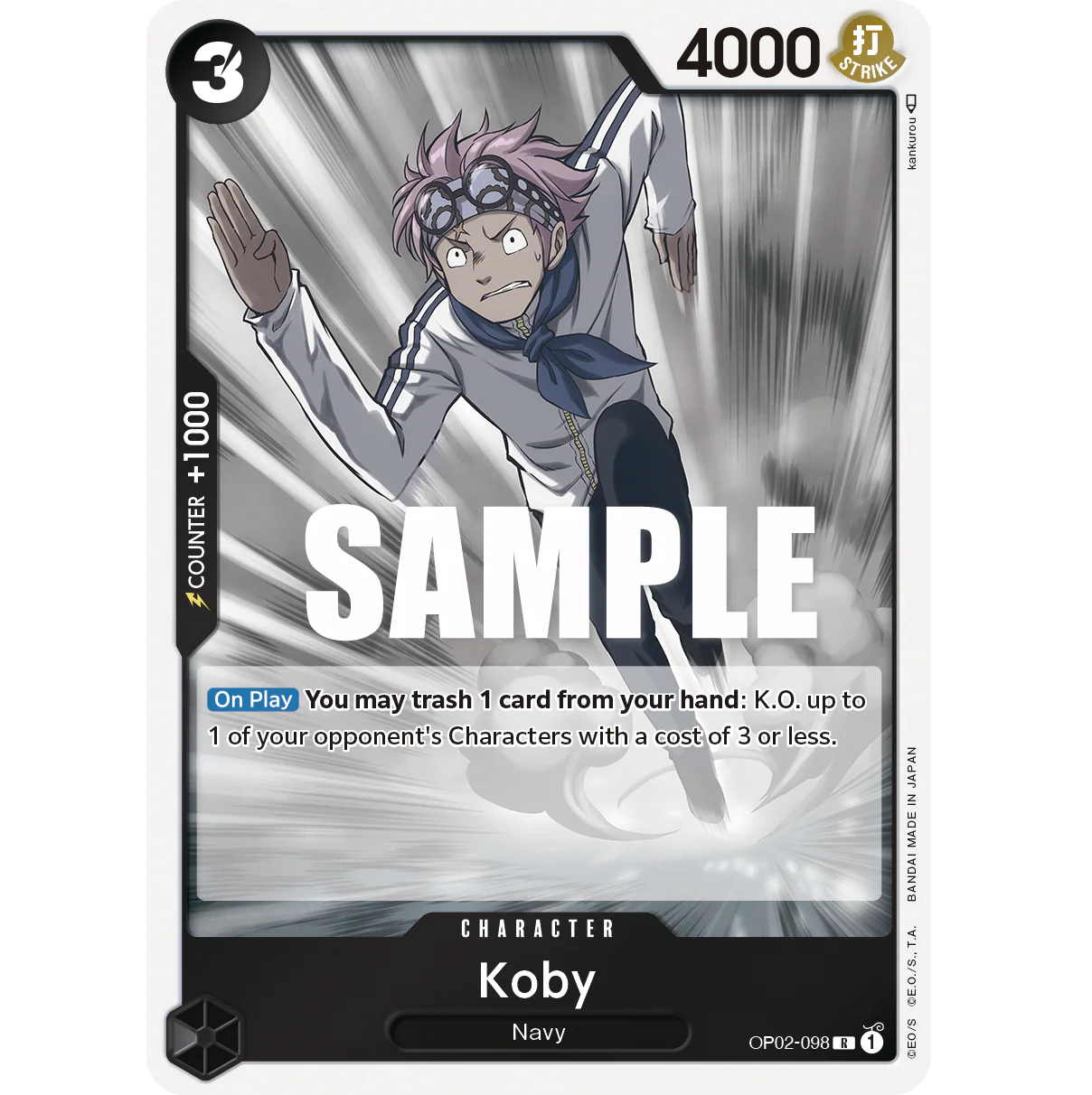 ONE PIECE CARD GAME OP02-098 R KOBY "PARAMOUNT WAR INGLÉS"