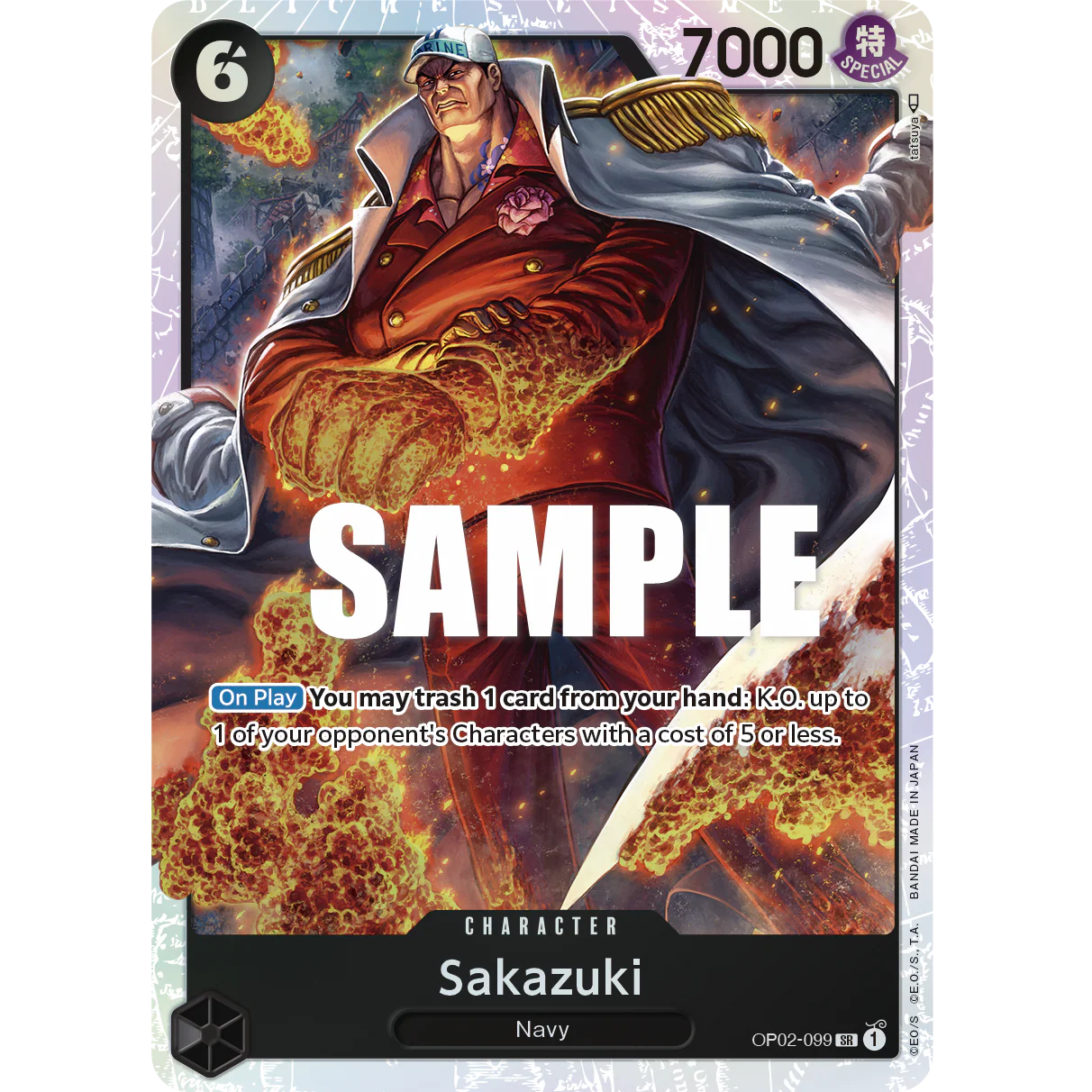 ONE PIECE CARD GAME OP02-099 SR SAKAZUKI (V.1) "PARAMOUNT WAR INGLÉS"
