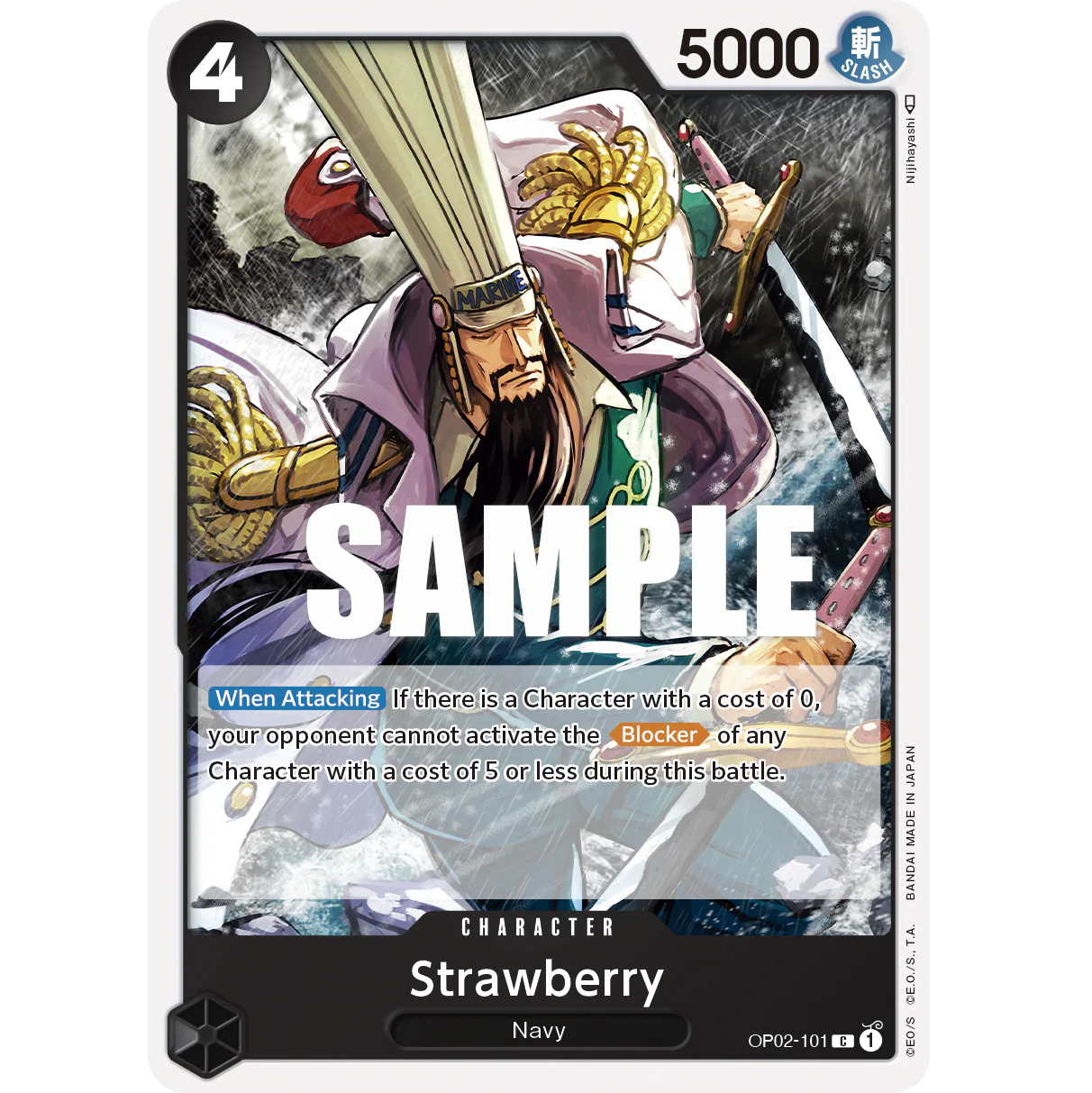 ONE PIECE CARD GAME OP02-101 C STRAWBERRY "PARAMOUNT WAR INGLÉS"