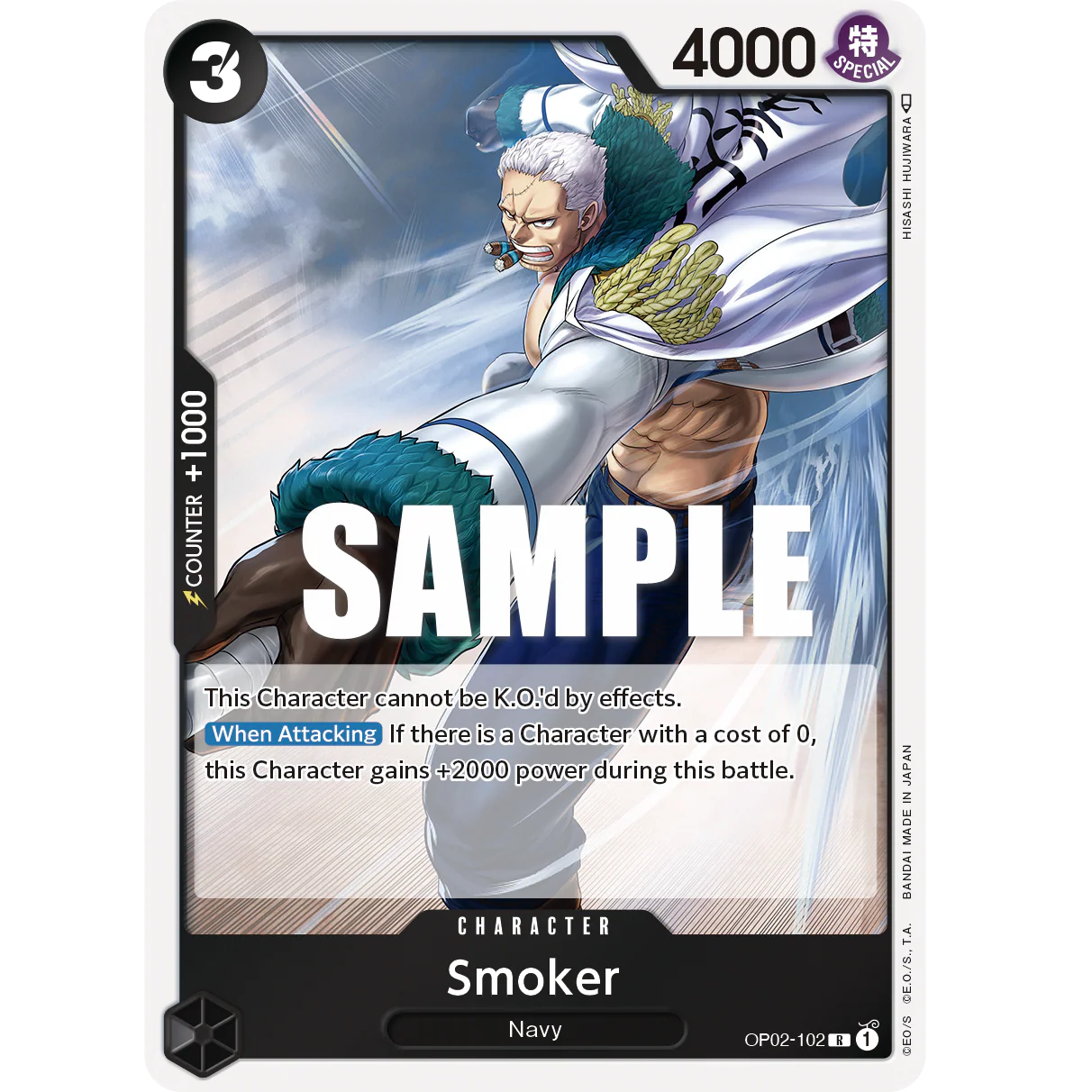 ONE PIECE CARD GAME OP02-102 R SMOKER "PARAMOUNT WAR INGLÉS"