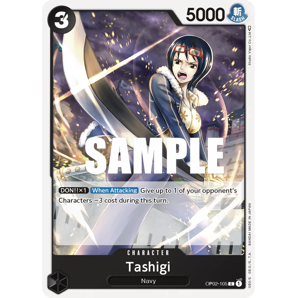 ONE PIECE CARD GAME OP02-105 C TASHIGI (V.1) "PARAMOUNT WAR INGLÉS"