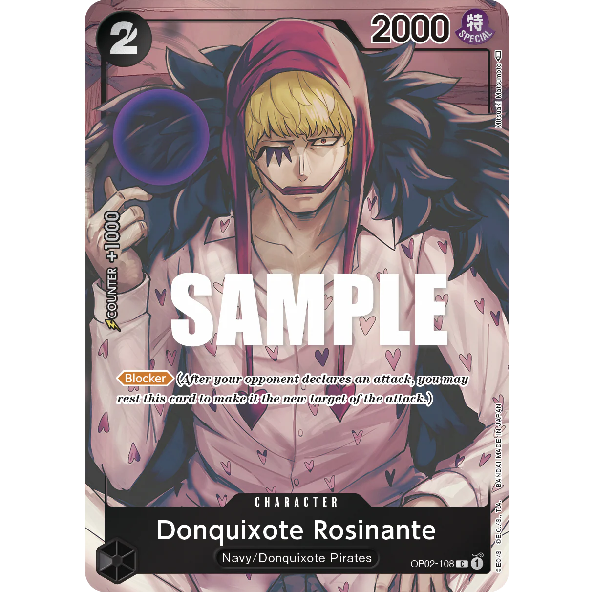 ONE PIECE CARD GAME OP02-108 C DONQUIXOTE ROSINANTE (V.2) "PARAMOUNT WAR INGLÉS"