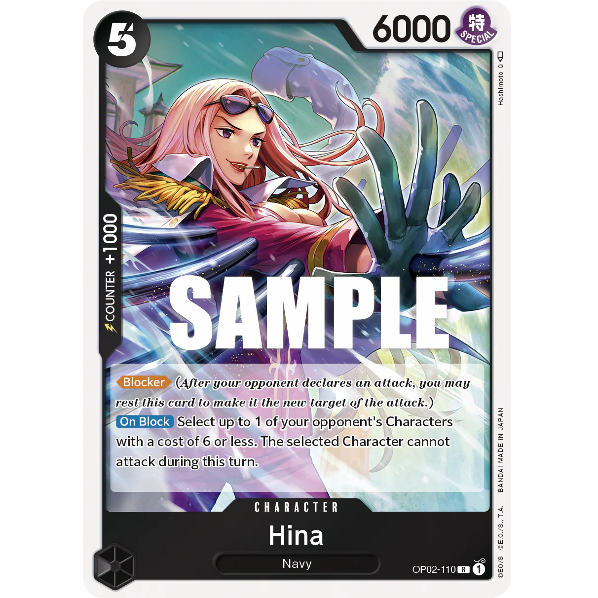 ONE PIECE CARD GAME OP02-110 R HINA "PARAMOUNT WAR INGLÉS"