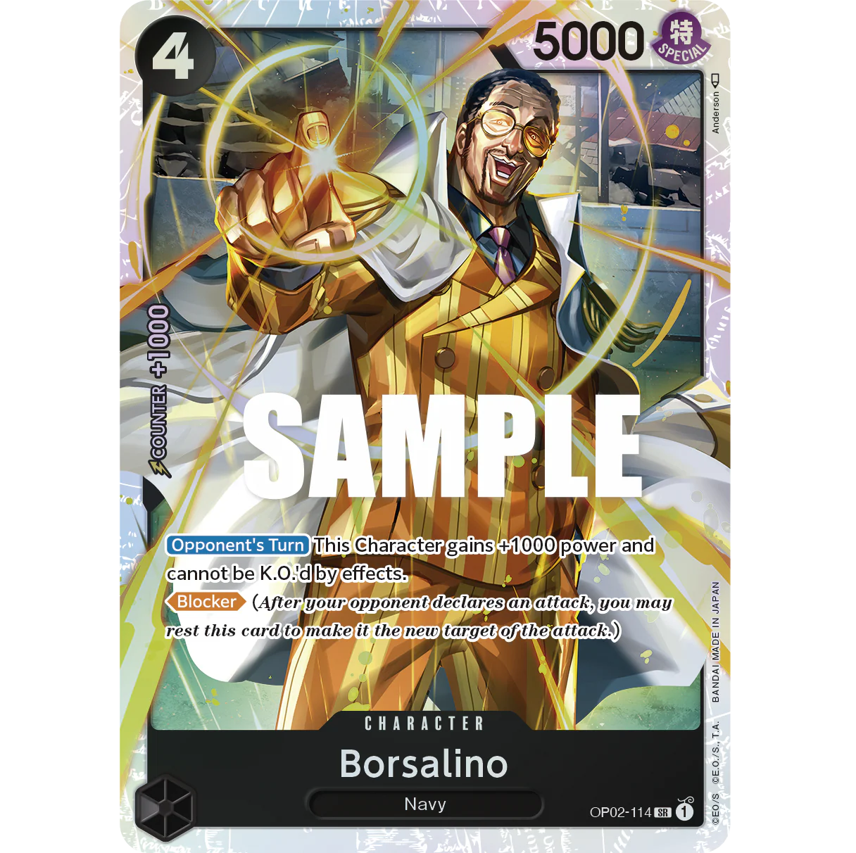 ONE PIECE CARD GAME OP02-114 SR BORSALINO (V.1) "PARAMOUNT WAR INGLÉS"