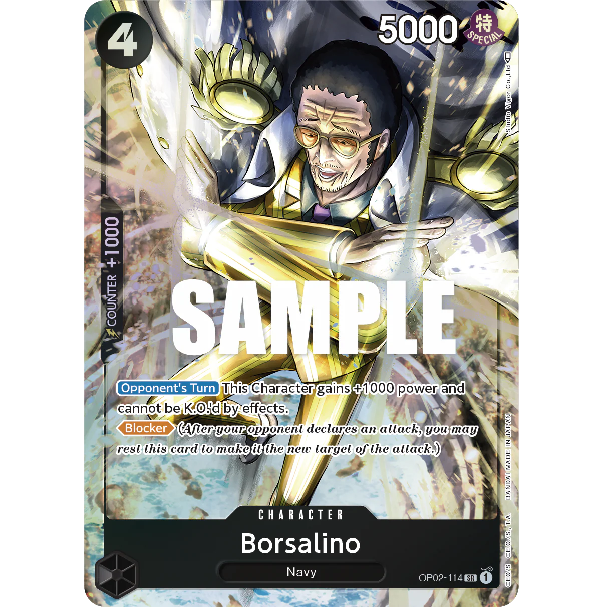 ONE PIECE CARD GAME OP02-114 SR BORSALINO (V.2) "PARAMOUNT WAR INGLÉS"