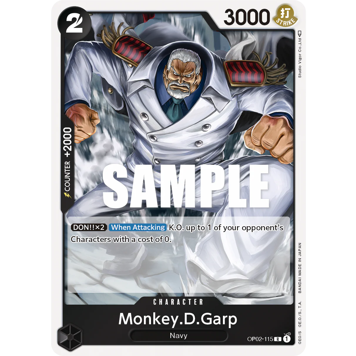 ONE PIECE CARD GAME OP02-115 R MONKEY.D.GARP (V.1) "PARAMOUNT WAR INGLÉS"