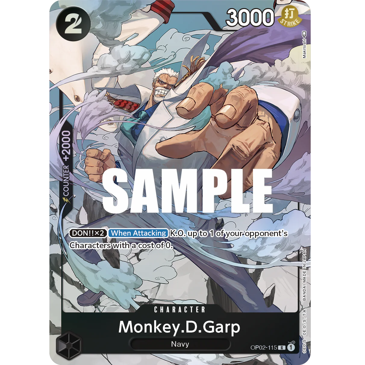 ONE PIECE CARD GAME OP02-115 R MONKEY.D.GARP (V.2) "PARAMOUNT WAR INGLÉS"