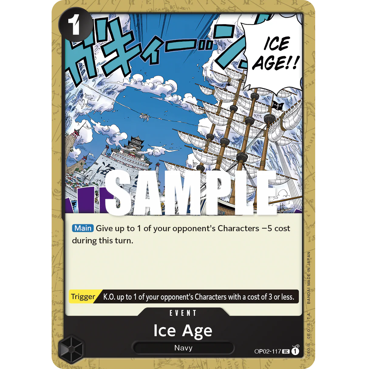ONE PIECE CARD GAME OP02-117 UC ICE AGE "PARAMOUNT WAR INGLÉS"